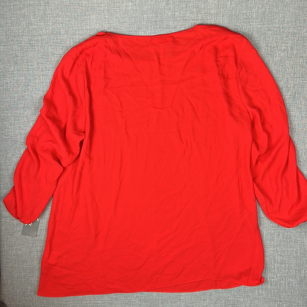 JM Collection Red Pintuck Sleeve Necklace Top Sizes Large & XL - Picture 5 of 5